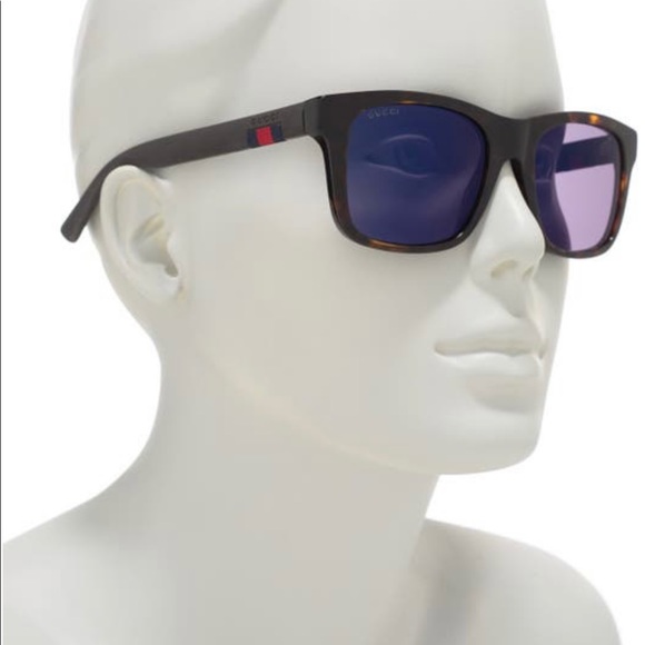 GUCCI COOL UNISEX HAVANA AND BLUE MIRROR SUNGLASSES - Picture 15 of 16